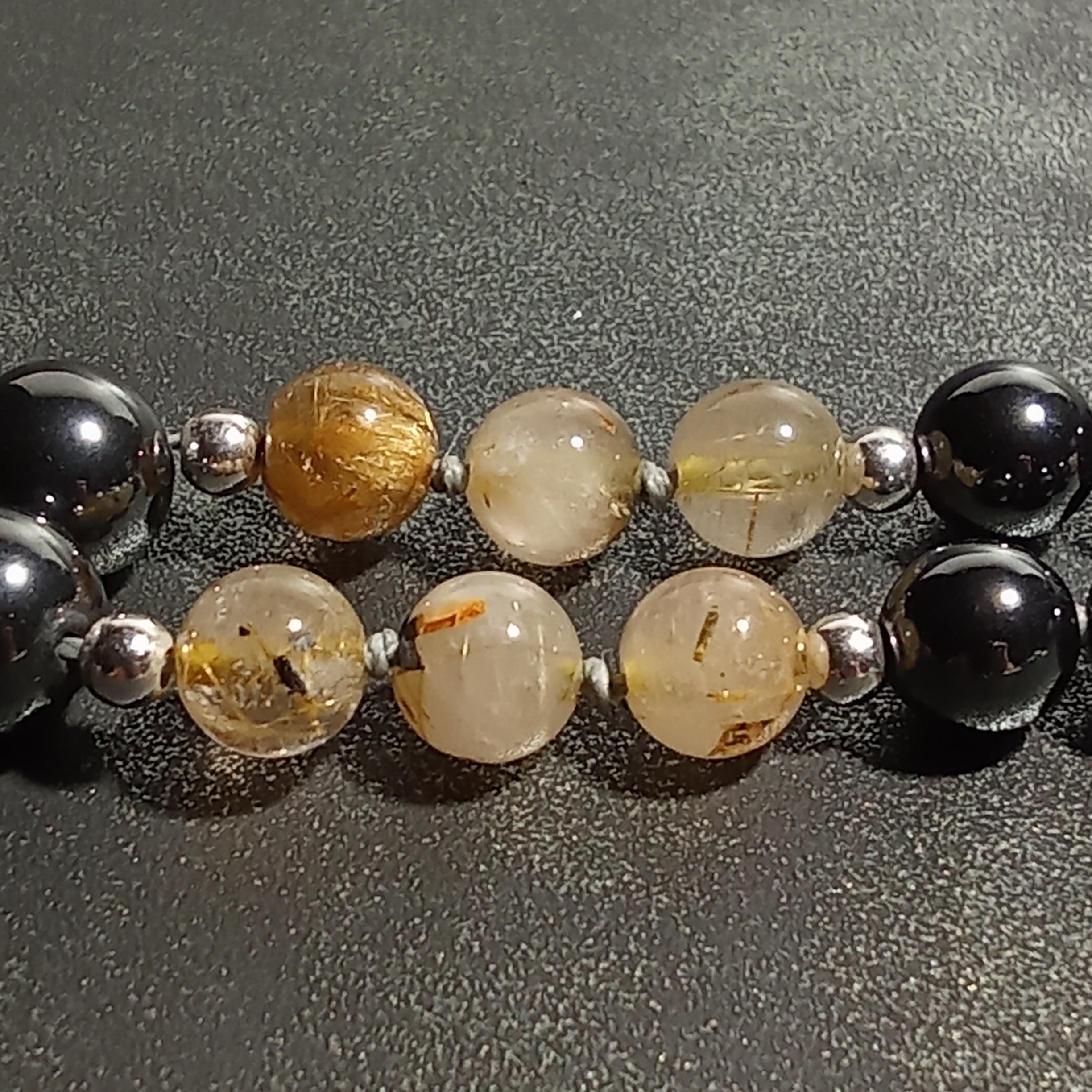 Pietersite, Rutilated Quartz & Hematite Necklace
