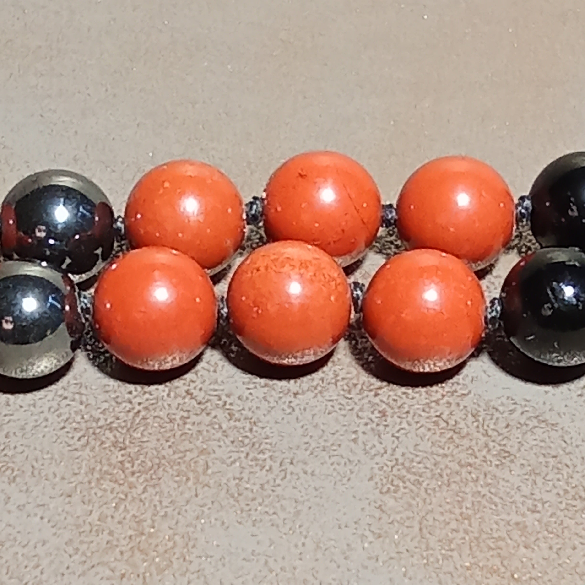 108-Bead Mala — Red Jasper, Onyx & Hematite