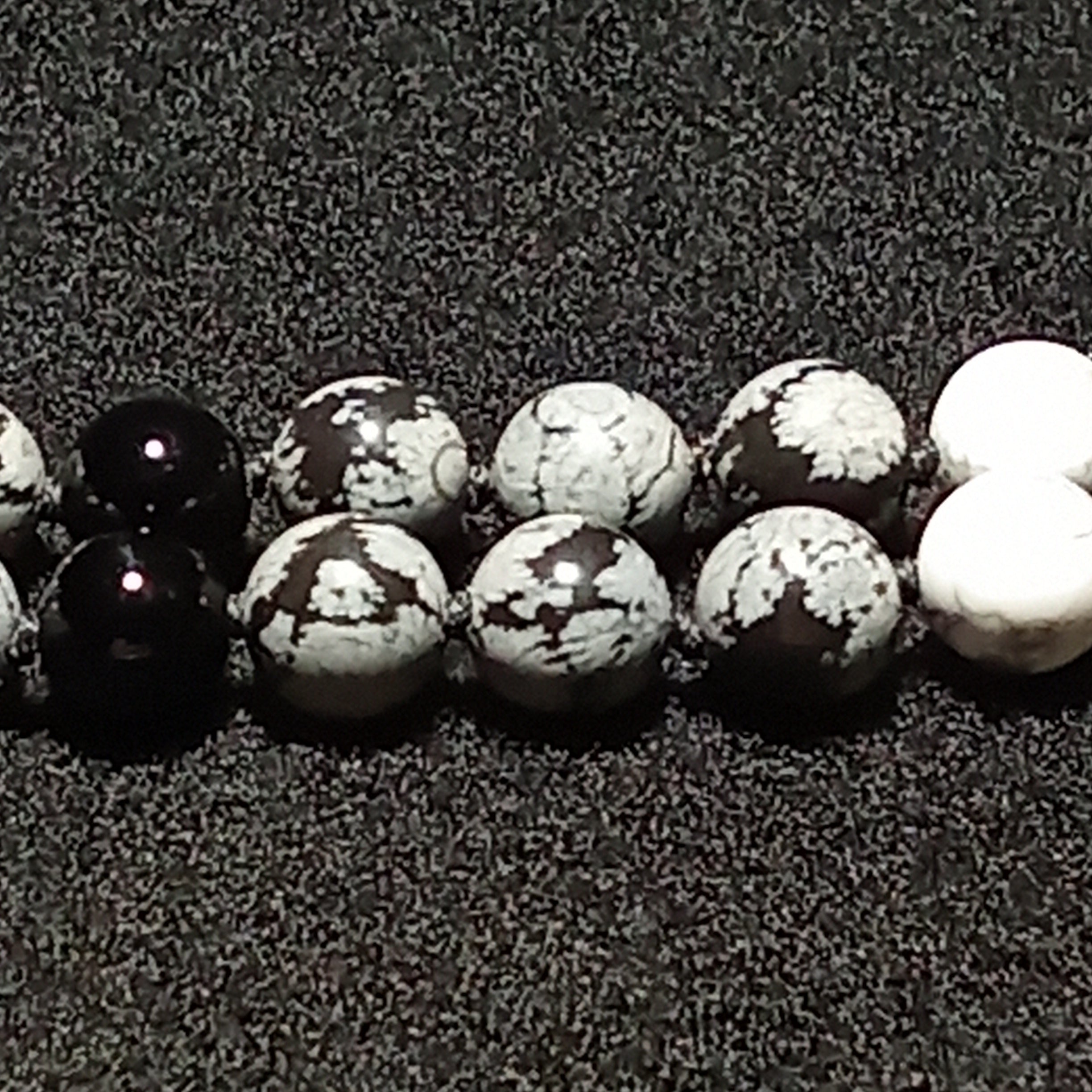 108-Bead Mala — Snowflake Obsidian, Onyx & Howlite