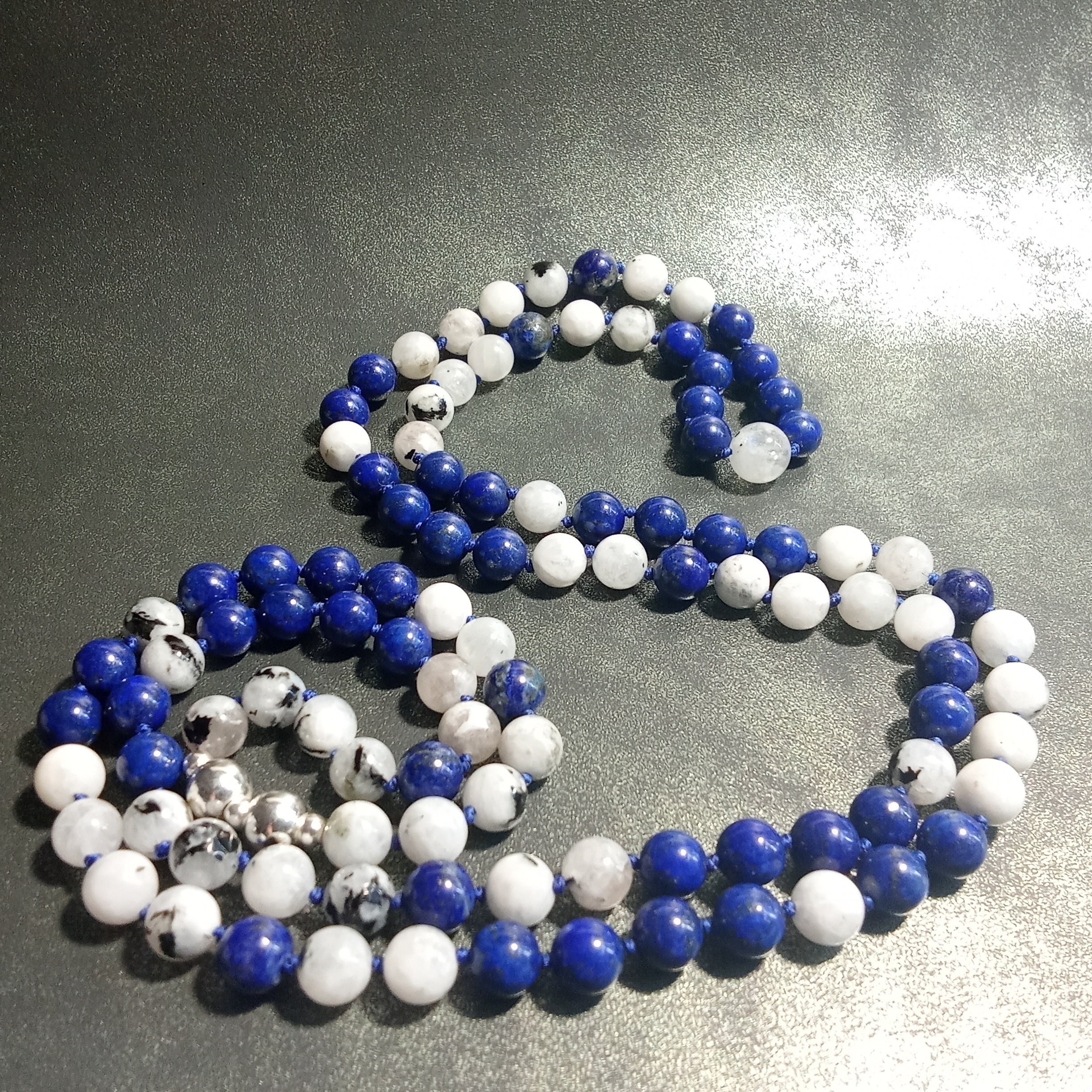 108-Bead Mala — Lapis Lazuli & Moonstone