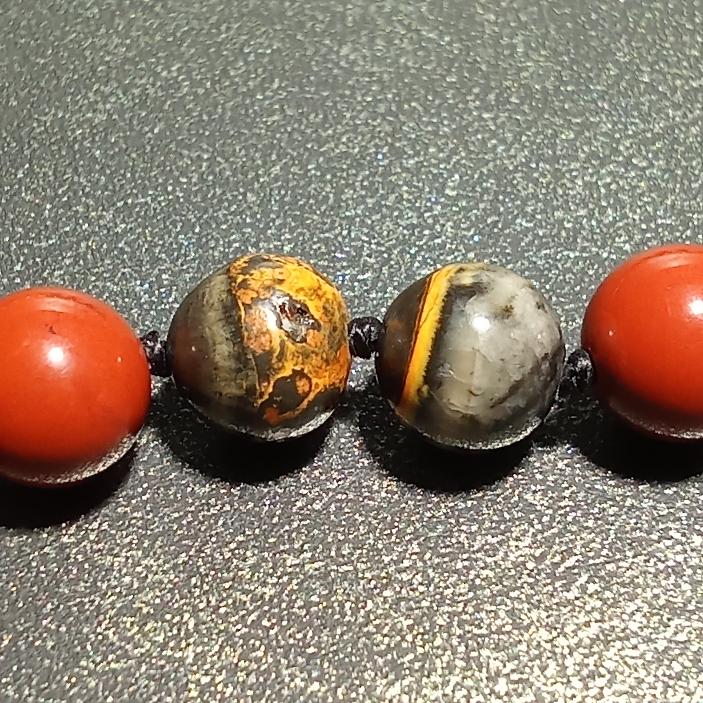 108-Bead Mala — Bumblebee Jasper (AAAAA), Red Jasper & Golden Sheen Obsidian