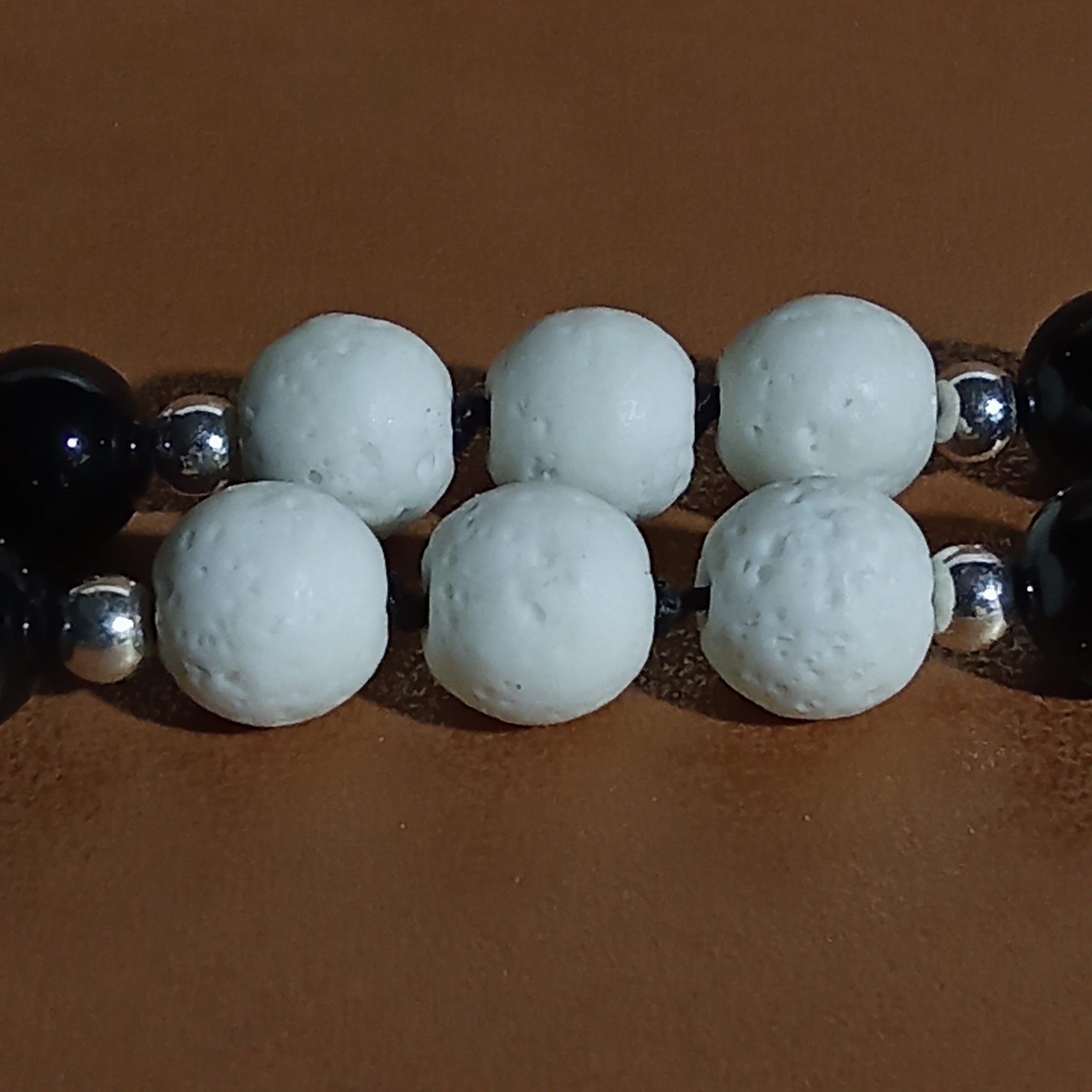 Onyx, Lava Stone & Tridacna Necklace