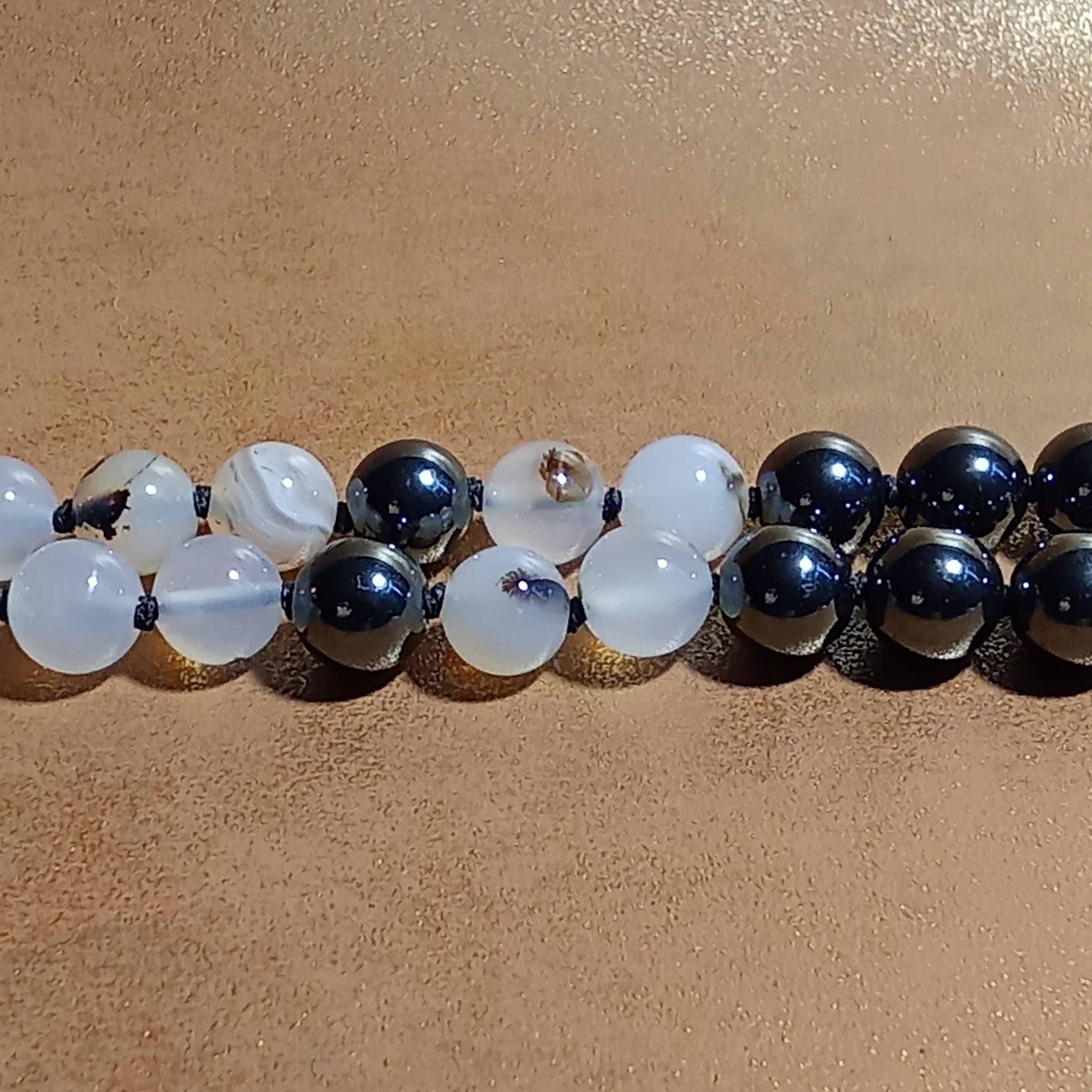 108-Bead Mala — Montana Agate & Hematite