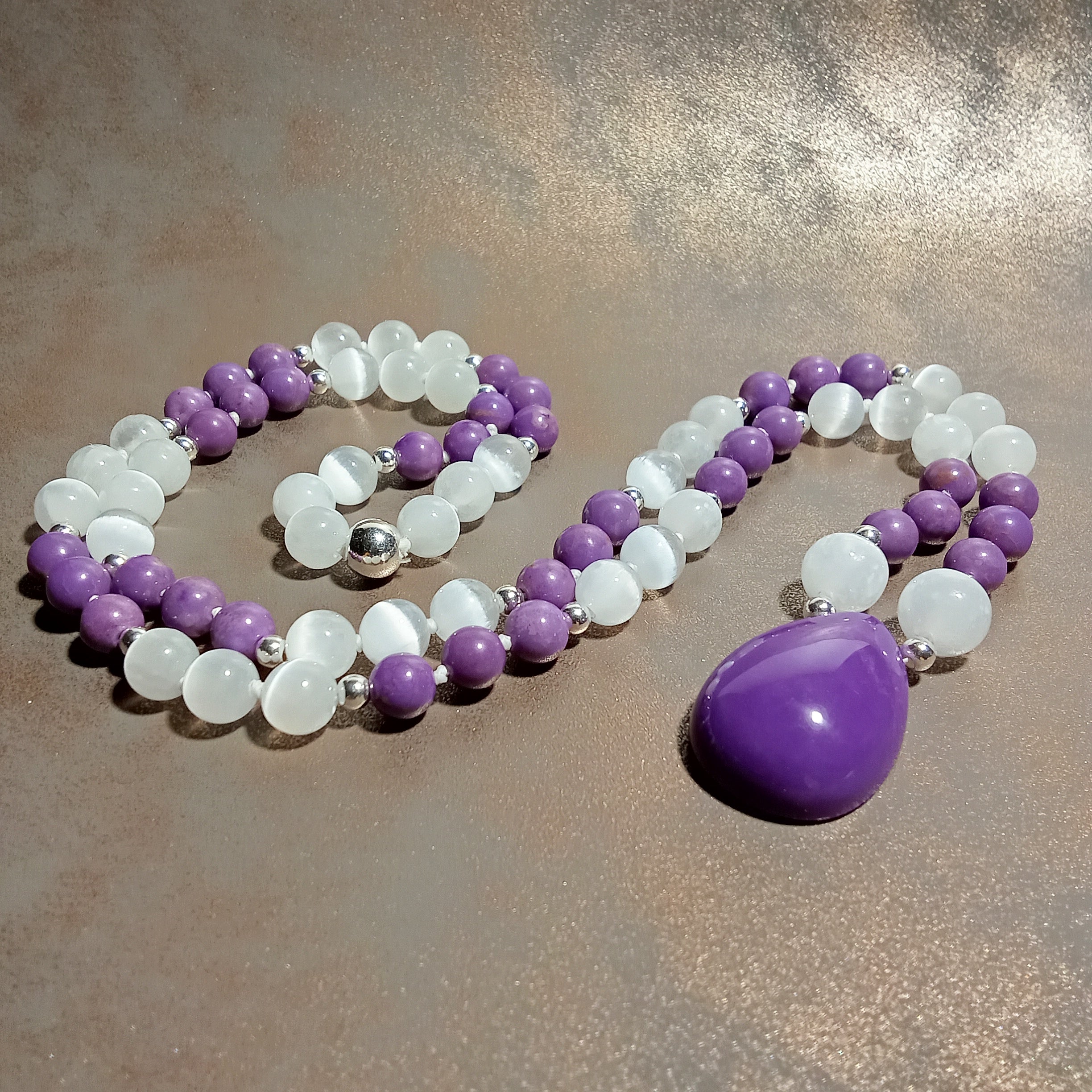 Phosphosiderite & Selenite Necklace