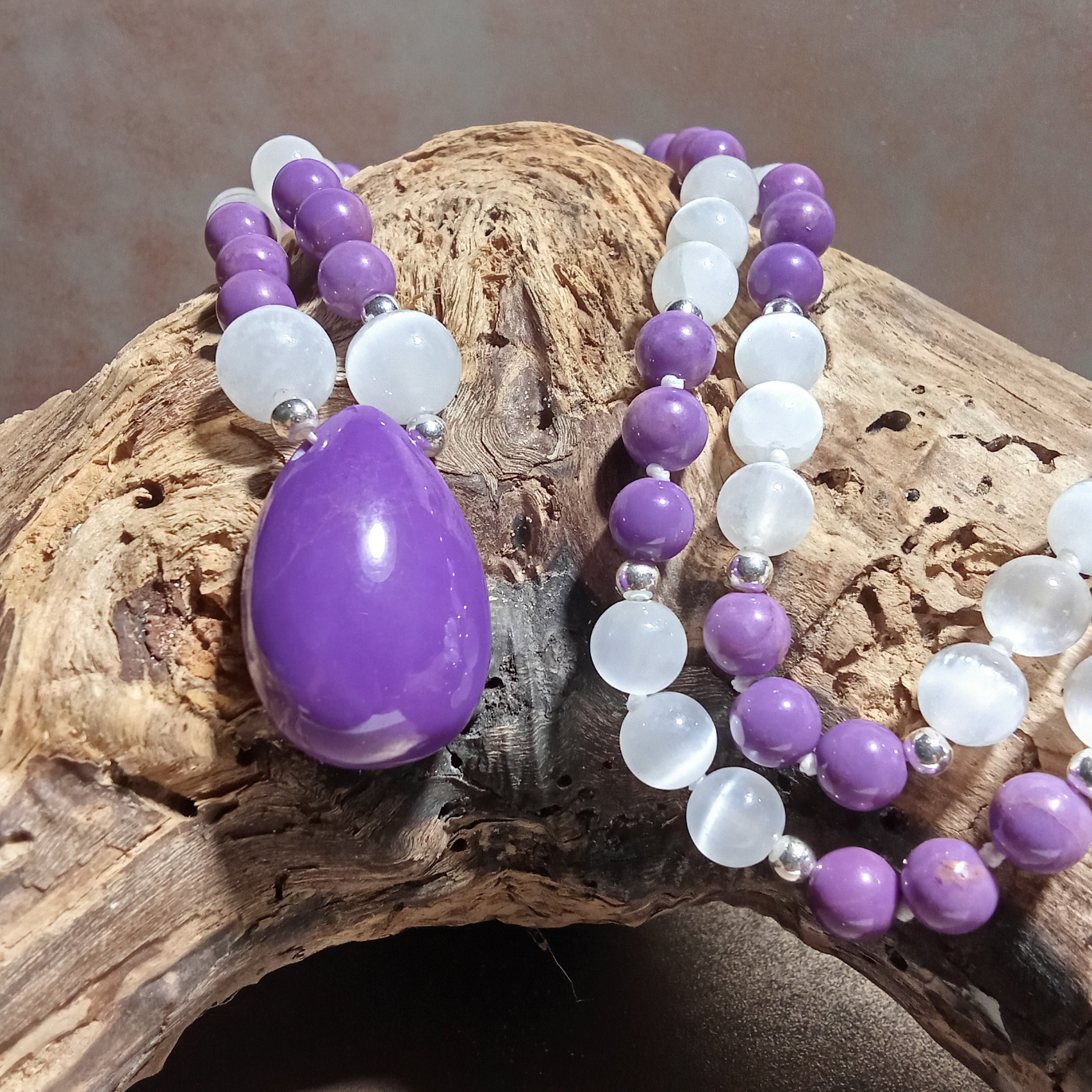 Phosphosiderite & Selenite Necklace