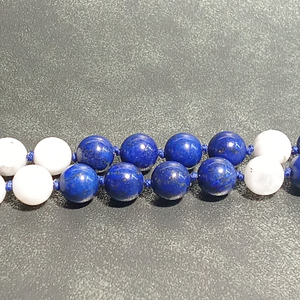 108-Bead Mala — Lapis Lazuli & Moonstone