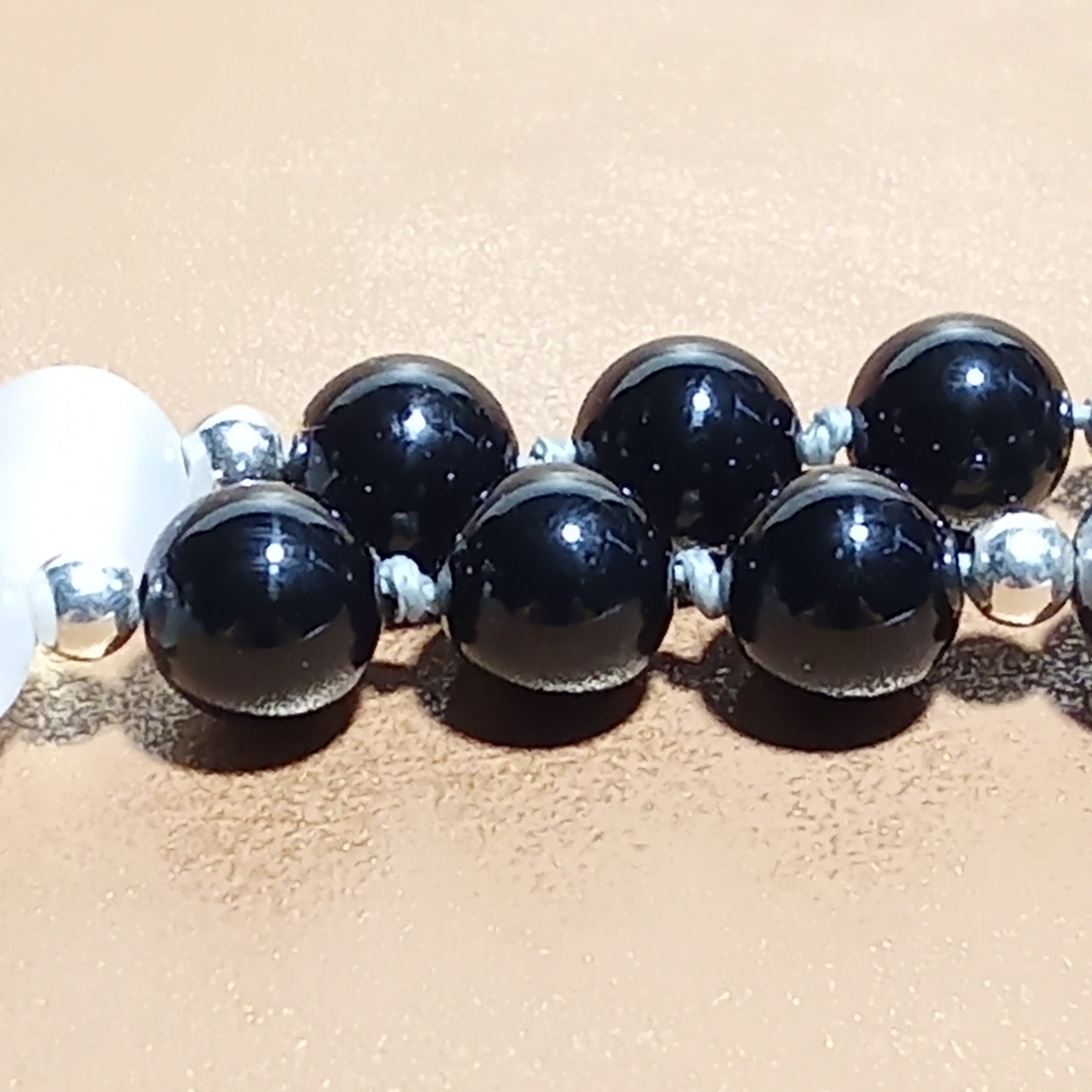 Snowflake Obsidian, Onyx & Selenite Necklace