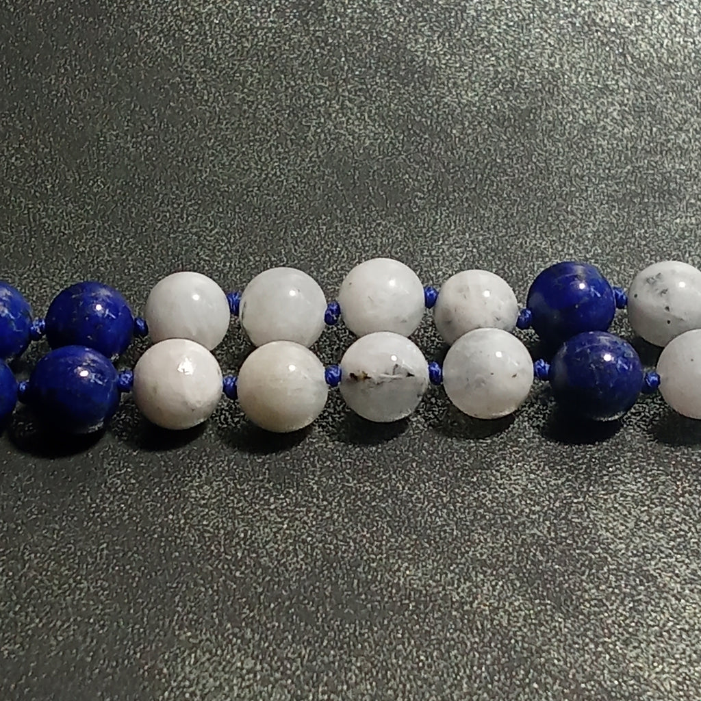 108-Bead Mala — Lapis Lazuli & Moonstone