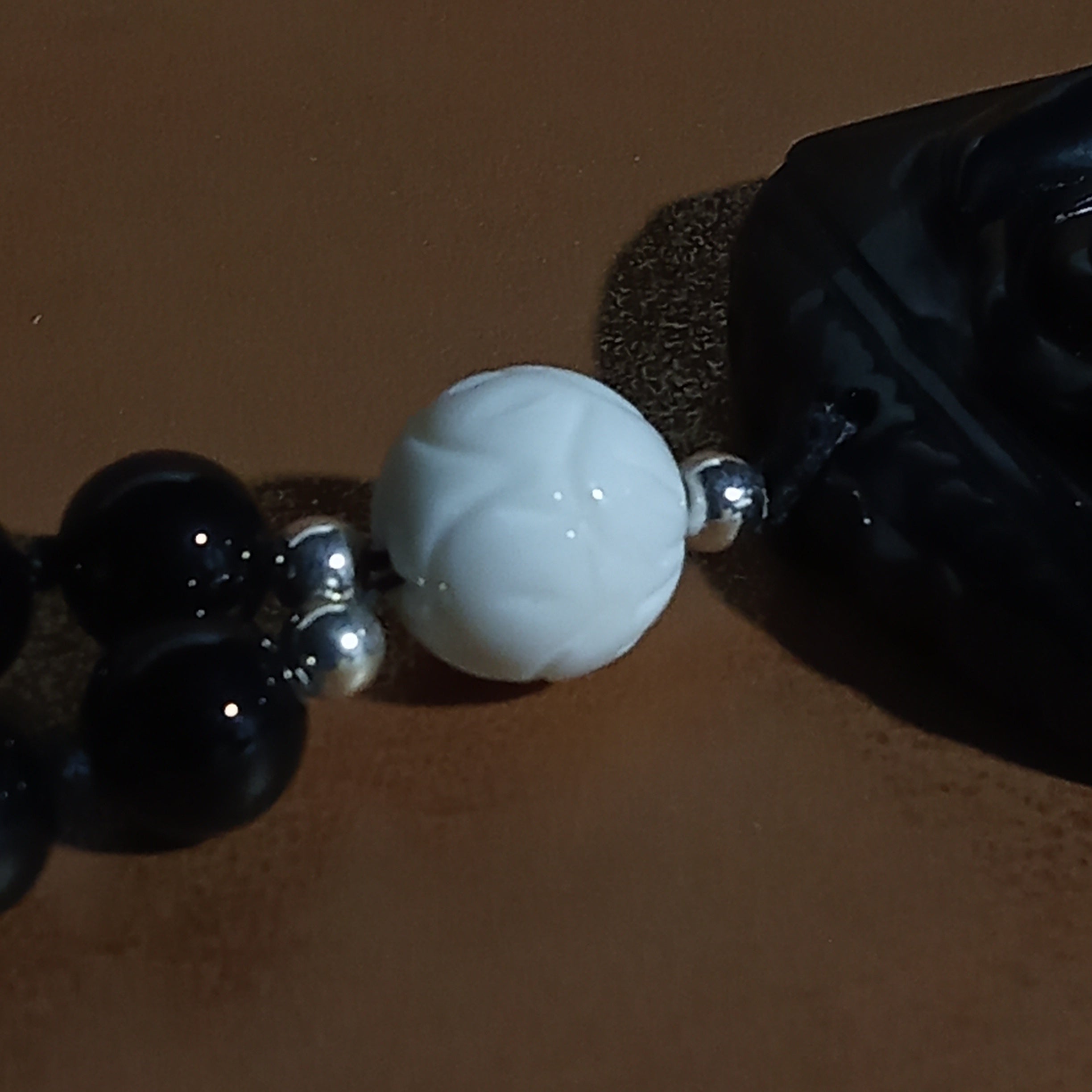 Onyx, Lava Stone & Tridacna Necklace