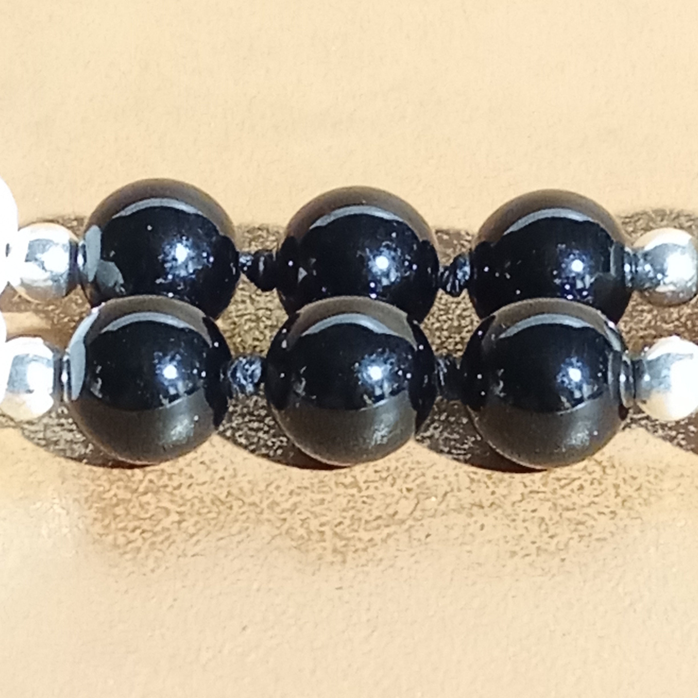 Onyx, Lava Stone & Tridacna Necklace